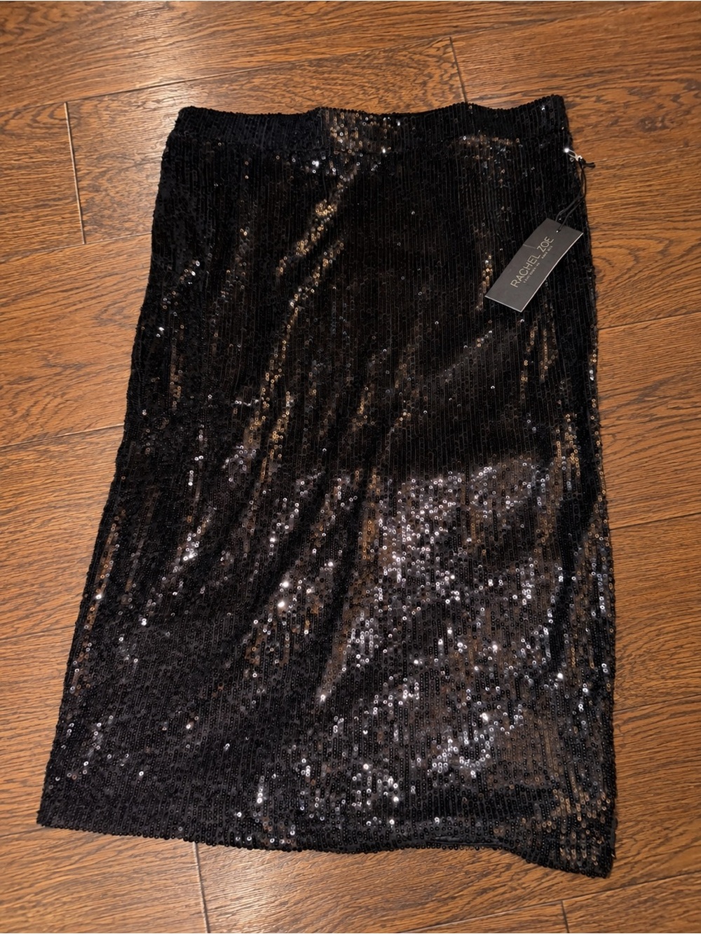 Rachel Zoe Black Sequined Pencil Skirt Sz L NWT